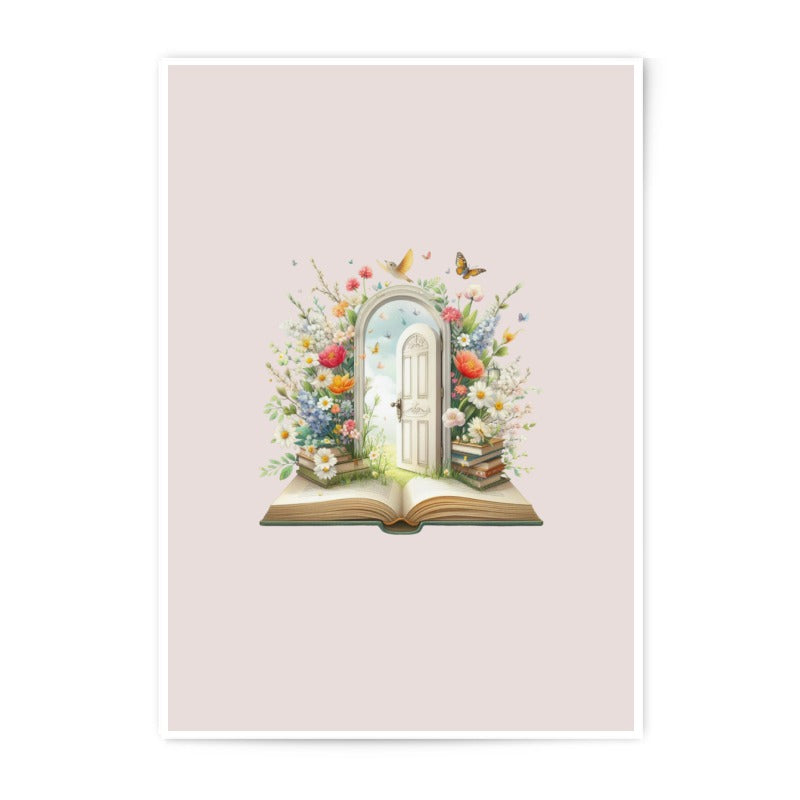 Floral Door Photographic Prints, Fantasy Book Art, Spring Flowers, Book Lover Gift, Open Doorway Print, Whimsical Decor, Nature Prints - Tawshia