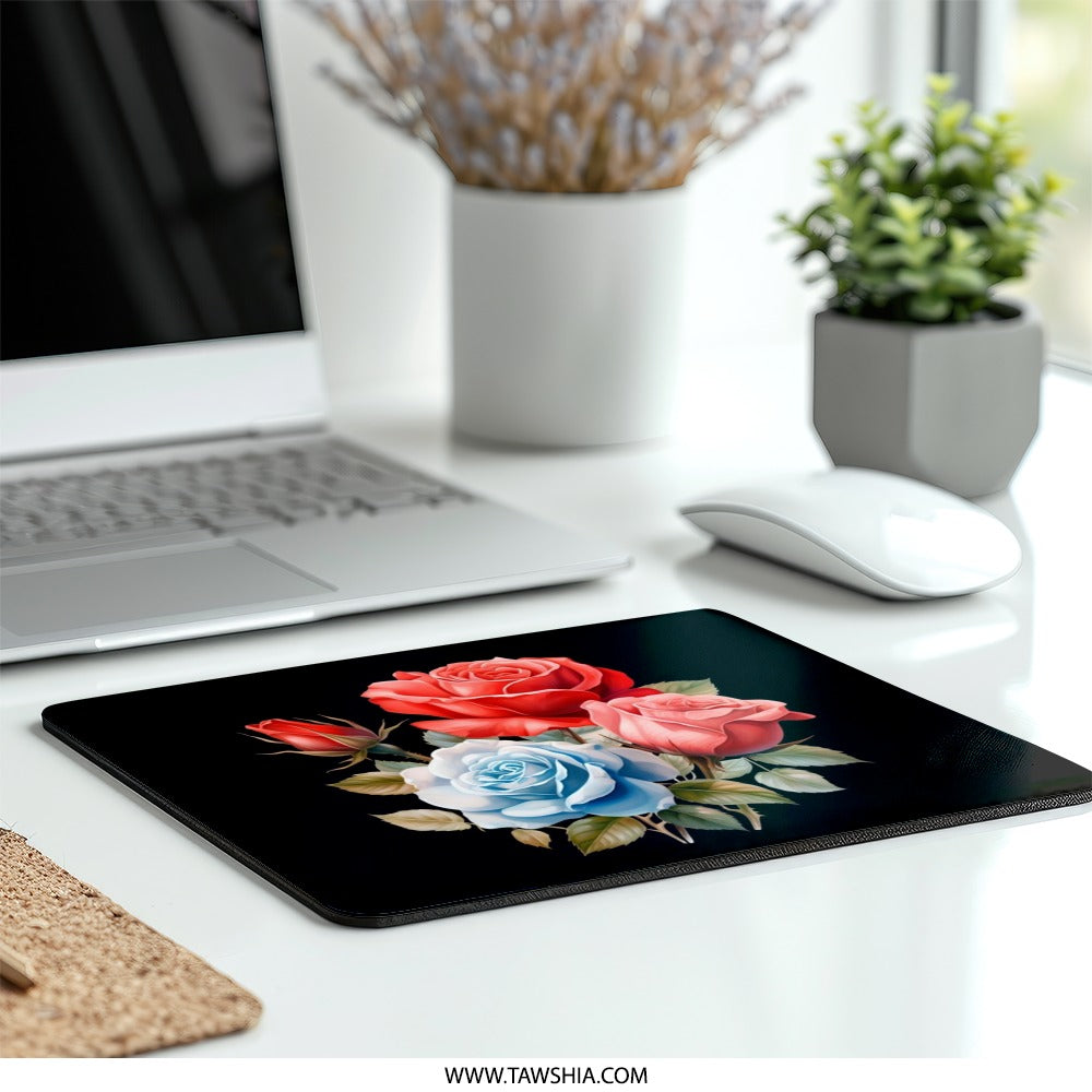 Floral Mouse Pad, Rose Bouquet Mousepad, Flower Lover Gift, Computer Accessory, Desk Decor, Artistic Mousepad, Office Gift - Tawshia