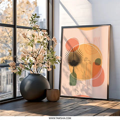 Abstract Shapes Wall Art, Palm Leaf Print, Modern Art Decor, Geometric Poster, Minimalist Art Print, Home Wall Decor - Tawshia