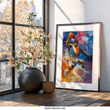 Basketball Art Wall Decor, Sports Painting Print, Slam Dunk Poster, NBA Artwork, Athlete Gift, Man Cave Decor, Boys Room Art - Tawshia