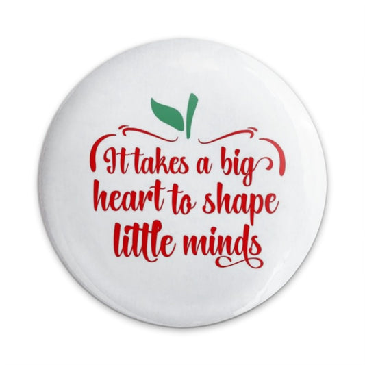 Teacher Appreciation Pinback Button, Heart to Shape Minds Button, Educator Gift, Thank You Teacher Present, School Staff Pin - Tawshia