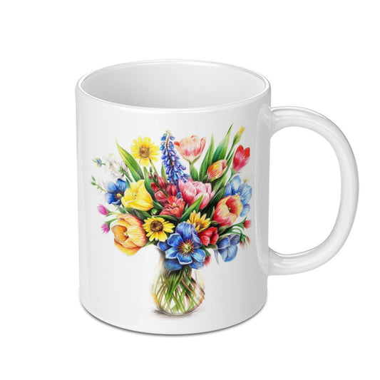 Floral Mug, Watercolor Flower Mug, Bouquet Mug, Flower Lover Gift, Colorful Flower Art Mug, Unique Coffee Mug, Floral Illustration Mug - Tawshia