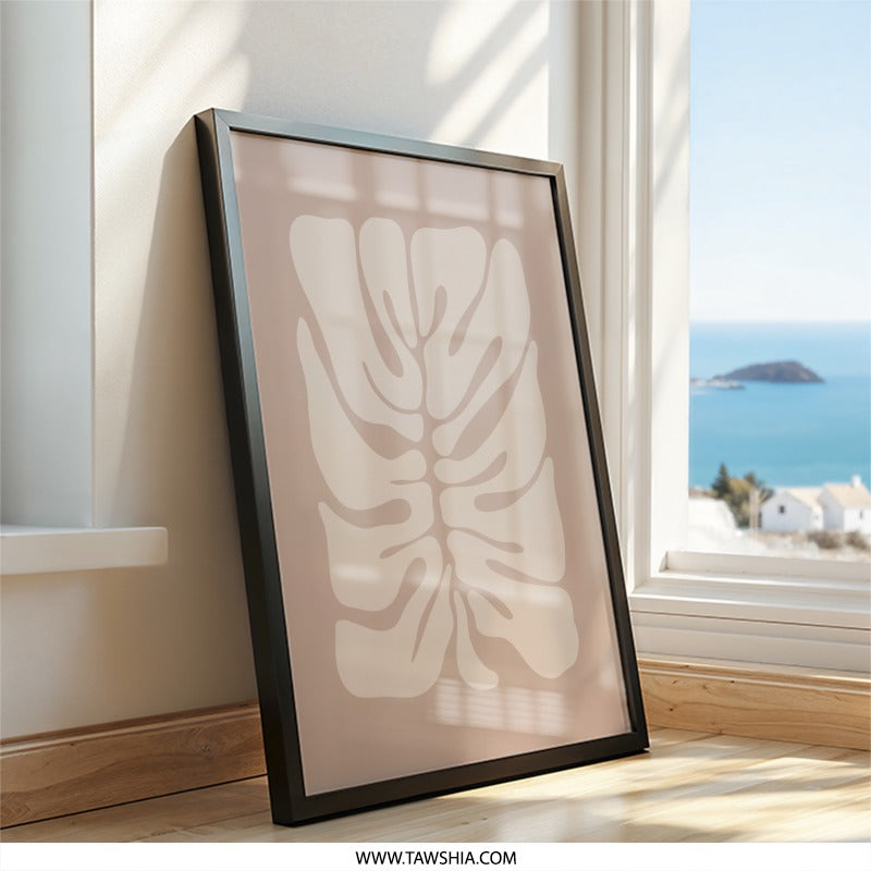 Monstera Leaf Wall Art, Minimalist Print, Botanical Wall Decor, Neutral Tone Art, Housewarming Gift, Tropical Leaf Art, Modern Art - Tawshia