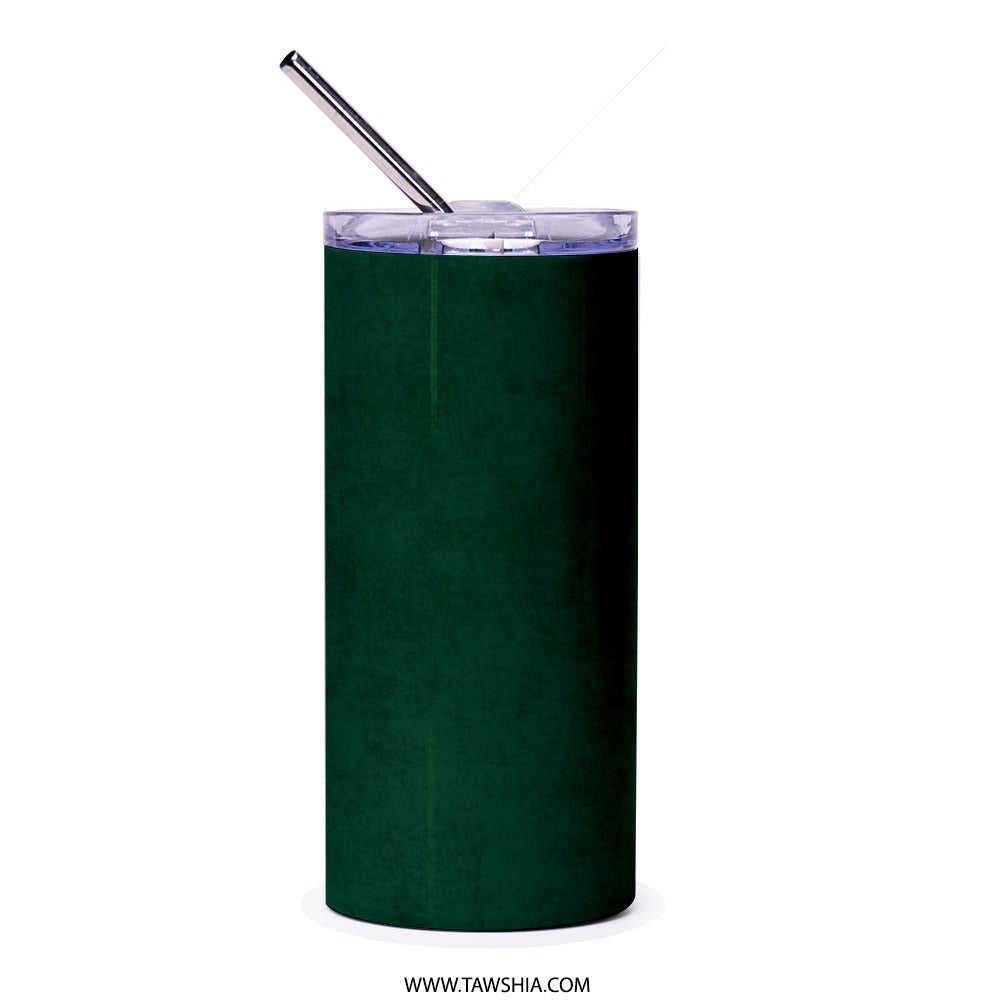 Saudi National Day Tumbler, Kingdom of Saudi Arabia Celebration, Green Design, KSA Pride, Palm Tree and Swords Art, Travel Mug - Tawshia