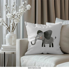 Cute Elephant Pillow, Kids Room Decor, Nursery Accent, Animal Pillow, Playroom Cushion, Decorative Pillow, Cartoon Elephant, Gift Idea - Tawshia