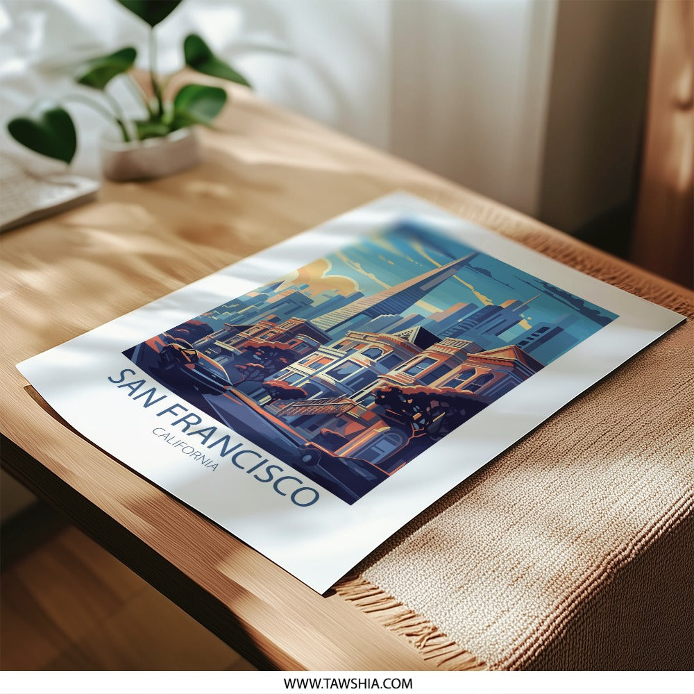 San Francisco Print, California Art, Cityscape Photographic Print, SF Skyline Wall Decor, Travel Poster, California Home Decor - Tawshia
