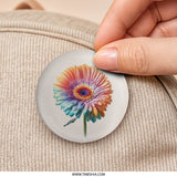 Rainbow Gerbera Daisy Pinback Button, Floral Art, Colorful Flower Pin, Unique Button, Botanical Gift, Statement Button, Trendy Accessories - Tawshia