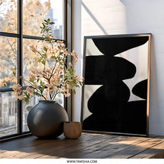 Abstract Black and White Wall Art, Modern Shapes Art Print, Minimalist Home Decor, Contemporary Artwork, Unique Wall Decor - Tawshia
