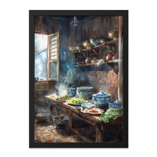 Rustic Kitchen Wall Art, Vintage Kitchen Print, Farmhouse Decor, Country Kitchen Decor, Traditional Kitchen Art, Watercolor Kitchen Scene - Tawshia