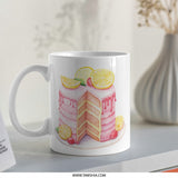 Watercolor Cake Mug, Lemon Cake Slice Coffee Mug, Dessert Lover Gift, Birthday Gift Idea, Foodie Mug, Cute Mug for Her, Pastry Mug - Tawshia