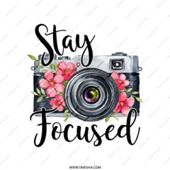 Stay Focused Camera Tote Bag, Photography Lover Gift, Floral Camera Design, Motivational Tote, Stylish Everyday Tote Bag, Camera Art - Tawshia