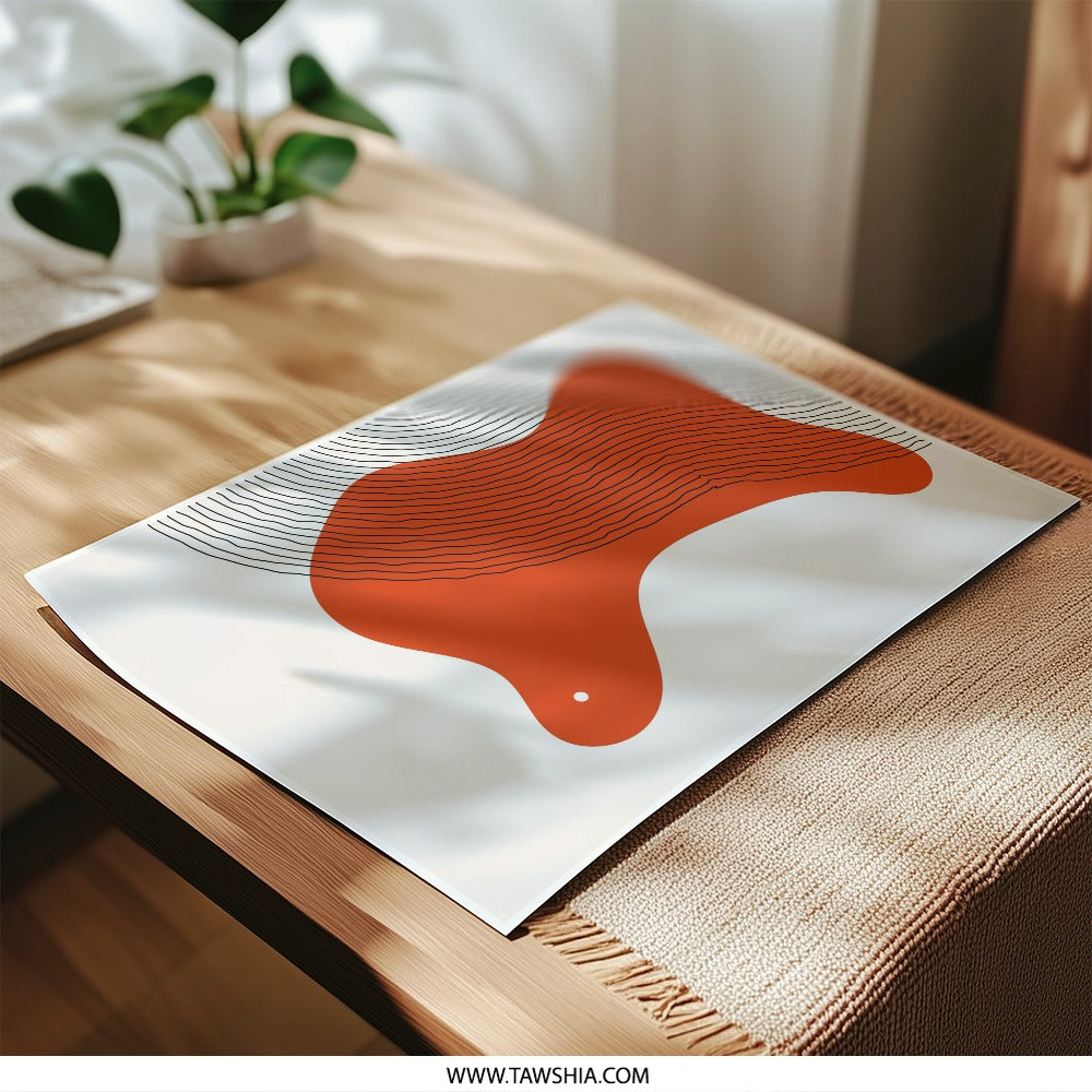 Abstract Photographic Print, Geometric Art Print, Modern Wall Decor, Orange Black Line Art, Minimalist Home Decor, Unique Art Print - Tawshia