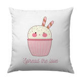 Cute Cupcake Pillow, Kawaii Dessert Throw Pillow, Spread the Love Decor, Whimsical Home Accent, Sweet Treat Cushion, Pastel Nursery Pillow - Tawshia