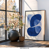 Abstract Shapes Wall Art, Cobalt Blue Painting, Modern Art Print, Minimalist Decor, Geometric Artwork, Home Decor Gift - Tawshia