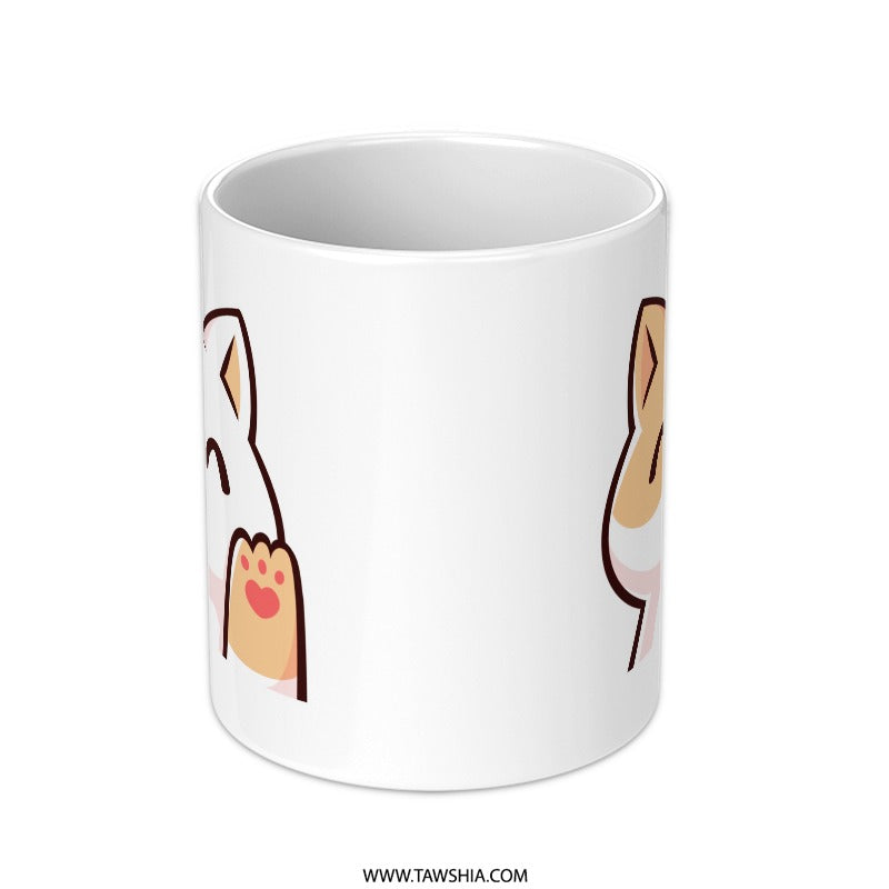 Cute Cat Mug, Kawaii Kitten Coffee Mug, Funny Cat Lover Gift, Novelty Mug, Cat Paw Heart Mug, Animal Mug, Gift for Her, Gift for Him - Tawshia