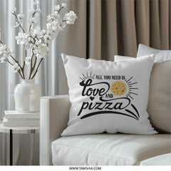Love and Pizza Pillow, Cute Foodie Pillow, Home Decor Pillow, Pizza Lover Gift, Pizza Throw Pillow, Funny Pillow, Decorative Pillow - Tawshia