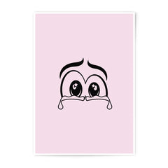 Crying Eyes Photographic Prints, Cartoon Art, Unique Home Decor, Expressive Wall Art, Pink Background, Minimalist Prints, Emotional - Tawshia