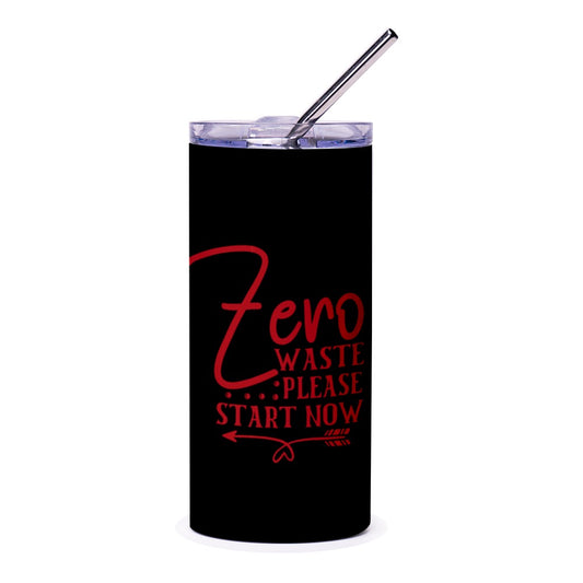 Zero Waste Tumbler, Eco Friendly Gift, Reusable Cup with Straw, Travel Mug, Start Now, Sustainable Living, Black Tumbler, Gift Ideas - Tawshia