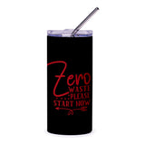 Zero Waste Tumbler, Eco Friendly Gift, Reusable Cup with Straw, Travel Mug, Start Now, Sustainable Living, Black Tumbler, Gift Ideas - Tawshia