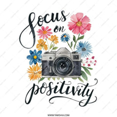 Focus on Positivity Tote Bag, Camera Flower Tote, Inspirational Tote, Cute Tote Bag, Trendy Tote Bag, Everyday Tote - Tawshia