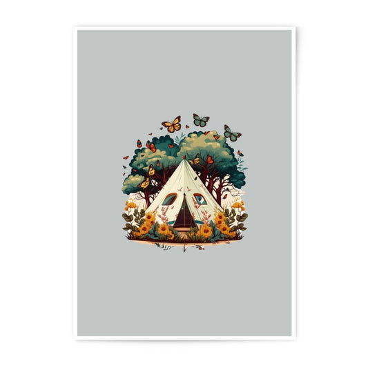 Camping Tent Art Photographic Prints, Butterfly and Floral Artwork, Nature Lover Gift, Colorful Home Decor, Unique Wall Art - Tawshia