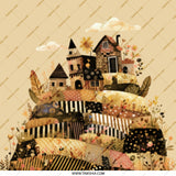 Whimsical Houses Pocket Mirror, Floral Houses Compact Mirror, Cute Houses Mirror, Unique Pocket Mirror, Compact Mirror for Purse - Tawshia