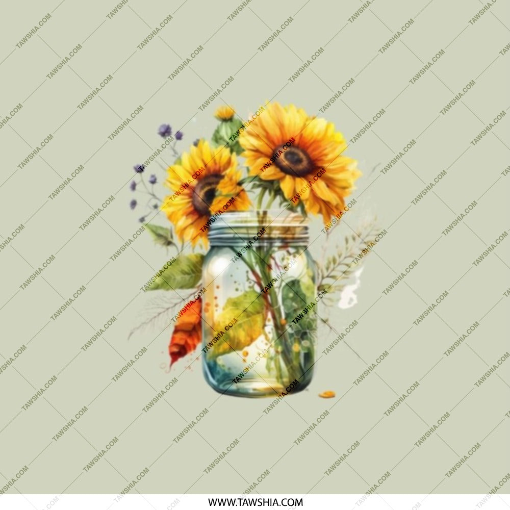 Sunflower Pocket Mirror, Floral Makeup Mirror, Mason Jar Flower, Compact Mirror, Beautiful Pocket Mirror, Sunflowers Gift - Tawshia