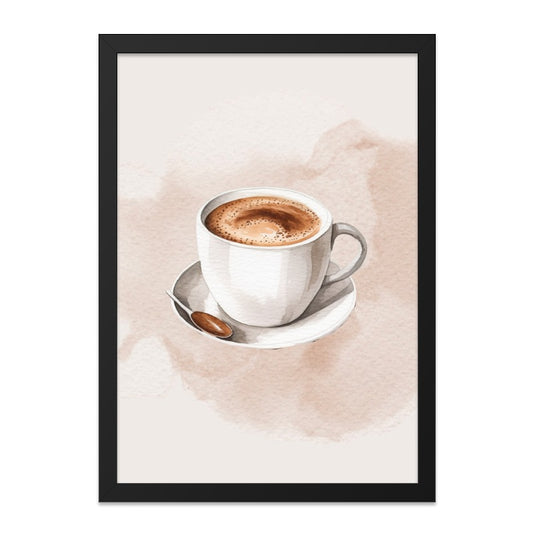 Watercolor Coffee Cup Framed Wall Art, Latte Art Print, Coffee Lover Decor, Kitchen Art, Cafe Art Print, Neutral Wall Decor, Coffee Painting - Tawshia