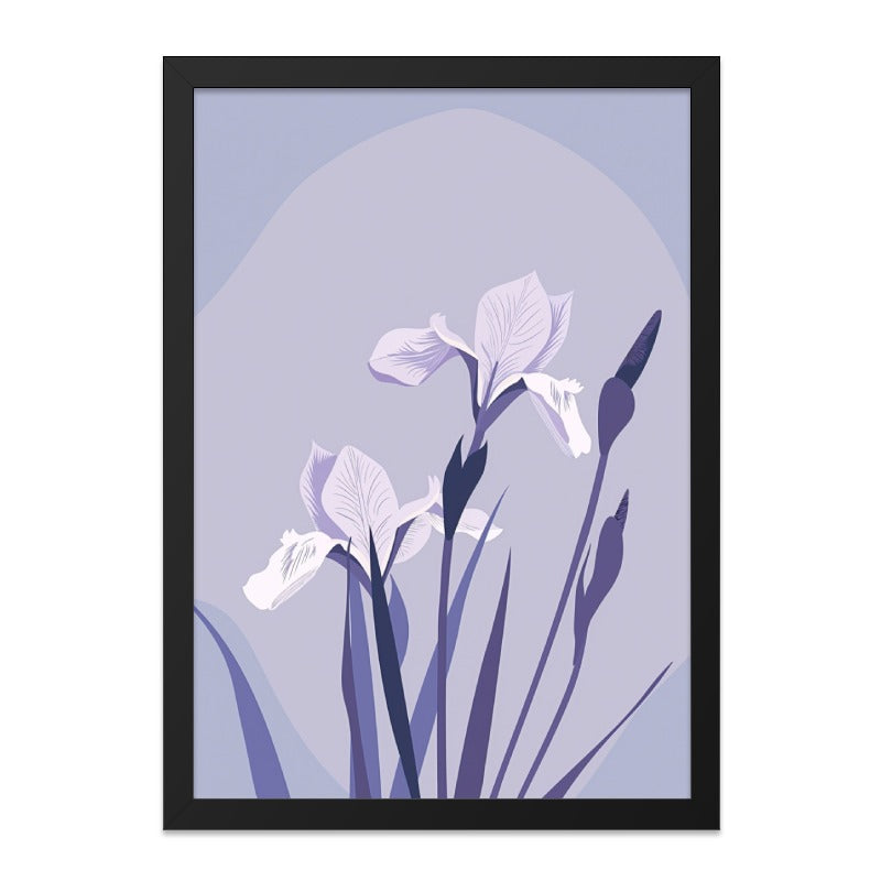 Iris Flower Wall Art, Floral Home Decor, Botanical Print, Purple Iris, Minimalist Art, Modern Wall Hanging, Nature Inspired Gift - Tawshia
