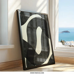 Abstract Wall Art, Black and Cream Painting, Modern Art Print, Contemporary Home Decor, Minimalist Artwork, Stylish Wall Hanging - Tawshia