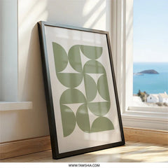 Sage Green Geometric Wall Art, Modern Abstract Print, Minimalist Decor, Wall Hanging, Home Decor, Trendy Wall Art - Tawshia