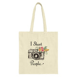 Camera Tote Bag, I Shoot People, Floral Camera Bag, Photography Lover Gift, Photographer Tote, Gift for Photographer, Camera Design - Tawshia