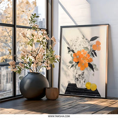 Orange Blossom Wall Art, Floral Print, Botanical Art, Still Life Painting, Home Decor, Flower Vase, Modern Art Print - Tawshia