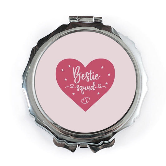 Bestie Squad Pocket Mirror, Gift for Best Friend, Cute Heart Design, Makeup Mirror, Travel Mirror, Compact Mirror, Friendship Gift - Tawshia
