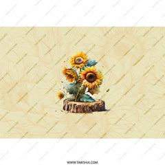 Sunflower Tumbler, Floral Design, Sunflower on Wood, Flower Tumbler, Gift for Her, Nature Tumbler, Cute Tumbler, Garden Design - Tawshia