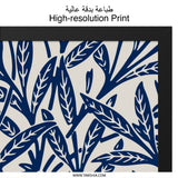 Indigo Leaves Wall Art, Botanical Print, Abstract Leaf Pattern, Modern Home Decor, Elegant Framed Art, Nature Inspired, Wall Decor - Tawshia