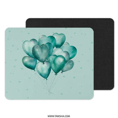 Heart Balloons MousePad, Teal Balloons, Cute Mousepad, Heart Decor, Desk Accessories, Office Decor, Gift For Her, Desk Mat, Computer Mat - Tawshia