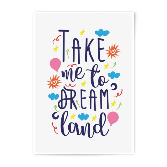 Dreamland Photographic Print, Colorful Nursery Art, Kids Room Decor, Inspirational Quote, Whimsical Art Print, Childrens Wall Art, Dream Big - Tawshia