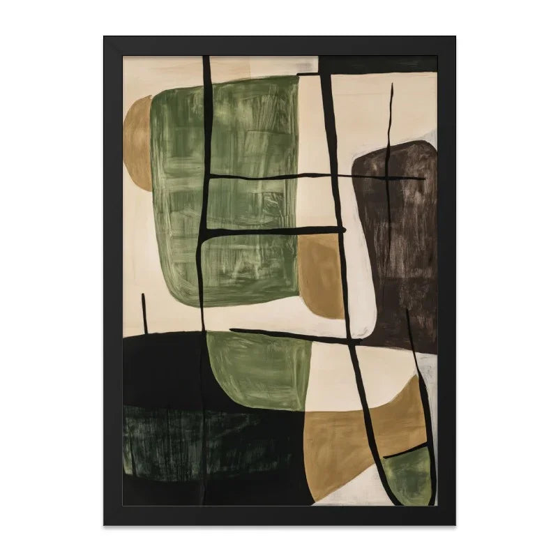 Abstract Wall Art, Modern Painting Print, Green Brown Artwork, Geometric Home Decor, Contemporary Art Print, Office Wall Decor - Tawshia