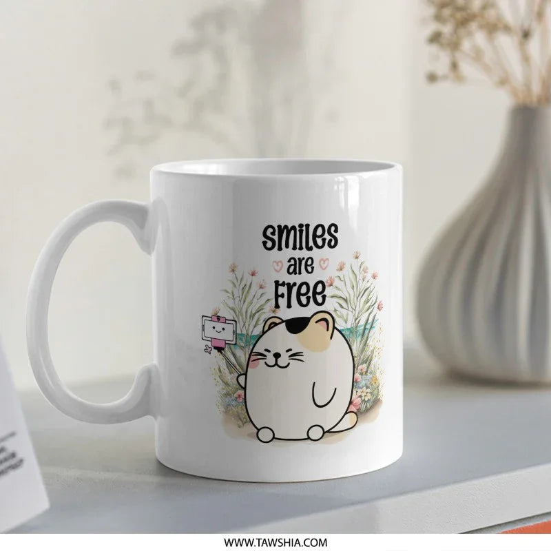 Smiles Are Free Cute Cat With Eye Patch Mug product