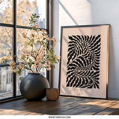 Abstract Wall Art, Botanical Print, Minimalist Art, Black Beige Decor, Modern Home Decor, Nature Inspired Art, Framed Art Print - Tawshia