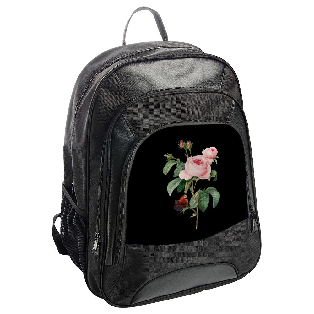 Rose Flower Backpack, Vintage Floral Backpack, Botanical Backpack, Pink Rose Art Print Backpack, Gift for Flower Lovers, Trendy Backpack - Tawshia