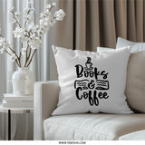 Books and Coffee Pillow, Book Lover Gift, Coffee Lover Gift, Bookish Decor, Reading Nook, Coffee Decor, Home Decor Pillow - Tawshia
