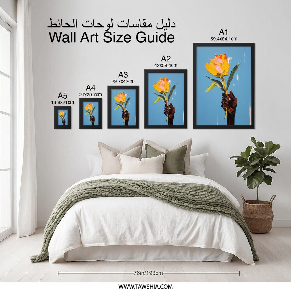 Floral Wall Art, Flower Painting, Hand Holding Flower, Modern Wall Decor, Statement Art Print, Trendy Wall Art, Gift Idea - Tawshia