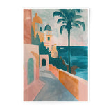 Coastal Photographic Print, Tropical Palm Tree Art, Seaside Town Print, Ocean View Photography, Italy Inspired Wall Art, Home Decor - Tawshia