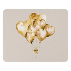 Heart Balloons Mouse Pad, Gold Balloons Mousepad, Watercolor Balloons, Valentines Day Mousepad, Love Mouse Pad, Gift For Her - Tawshia