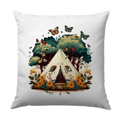 Camping Tent Pillow, Butterfly Garden Throw Pillow, Outdoor Adventure Pillow, Nature Lover Gift, Decorative Camping Pillow - Tawshia