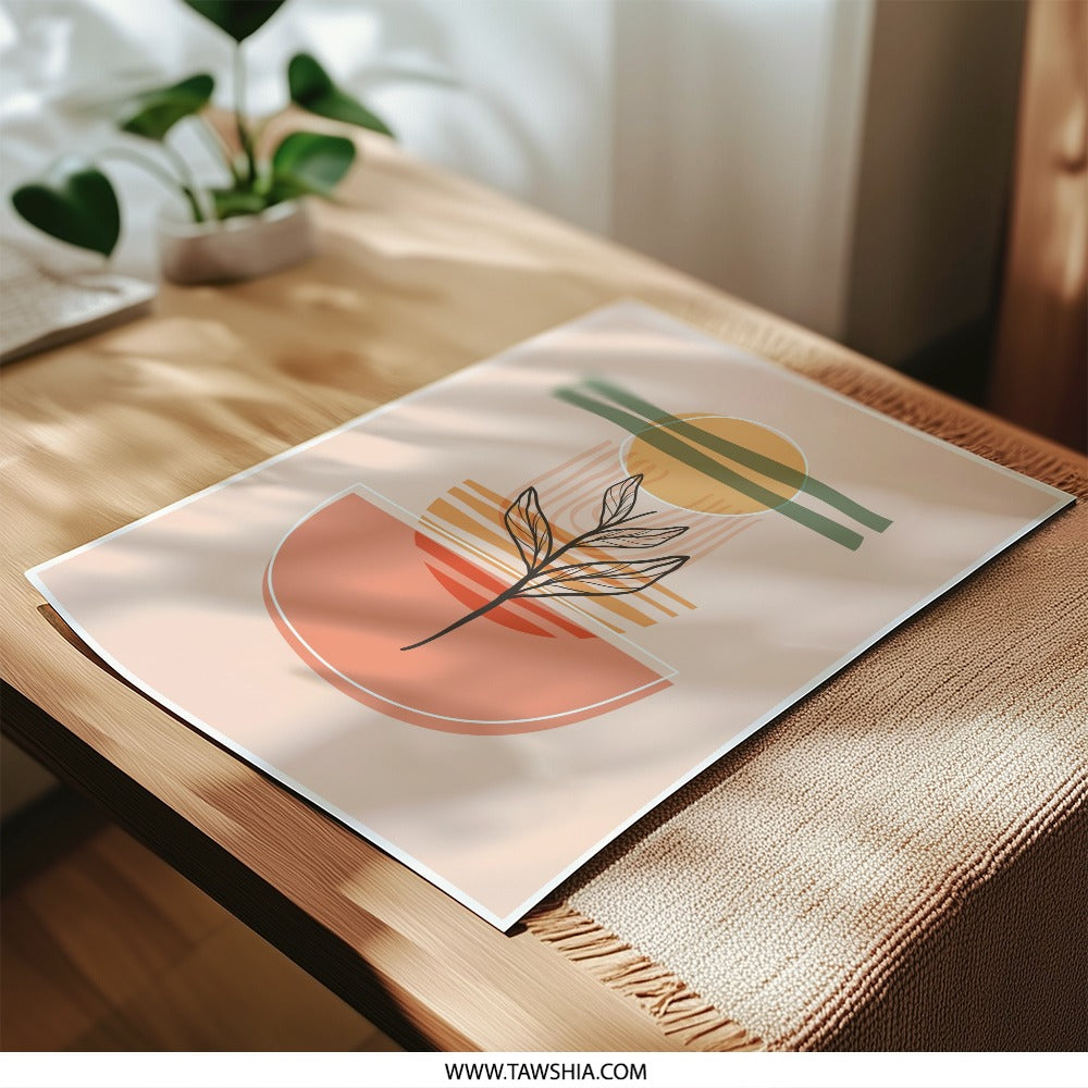 Abstract Botanical Photographic Print, Boho Wall Art, Minimalist Plant Art Print, Modern Home Decor, Geometric Shapes, Floral Print - Tawshia
