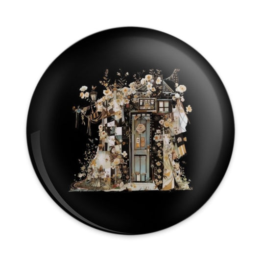 Floral Door Pinback Button, Cottagecore Button, Whimsical Button Badge, Quirky Button Pin, Artistic Gift, Decorative Button, Cute Button Pin - Tawshia
