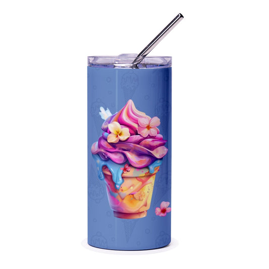 Ice Cream Tumbler, Floral Tumbler, Pastel Colors Tumbler, Dessert Lover Gift, Fun Drinkware, Cute Tumblers, Novelty Tumbler - Tawshia